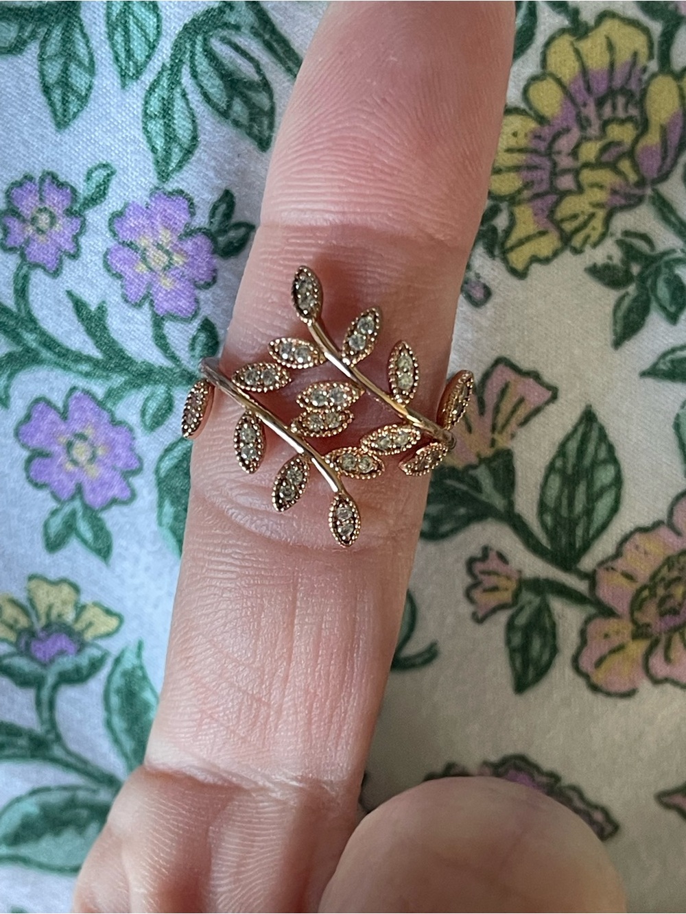 Gold Leaf Crystal Wrap Ring - Women Jewelry